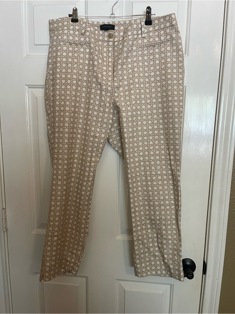 Ann Taylor Beige Caning Print Chinos